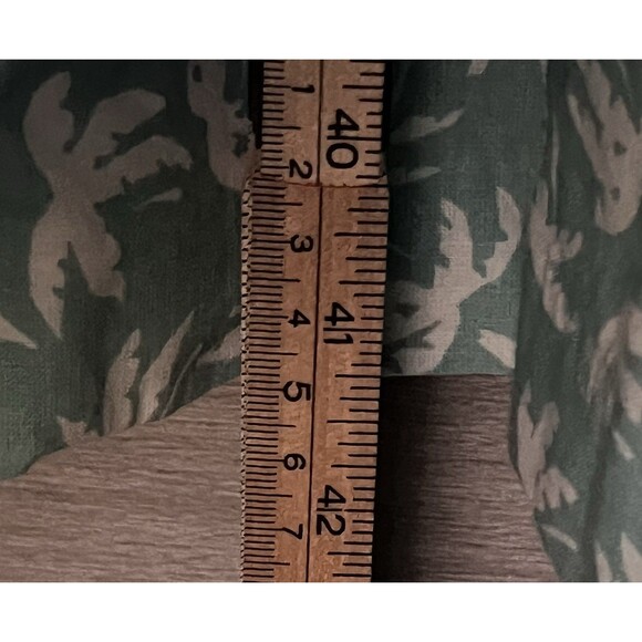 VTG 80s Taurus II Palm Tree Union Made Shoulder Pads Midi Dress Womens 12 Green - Picture 10 of 10